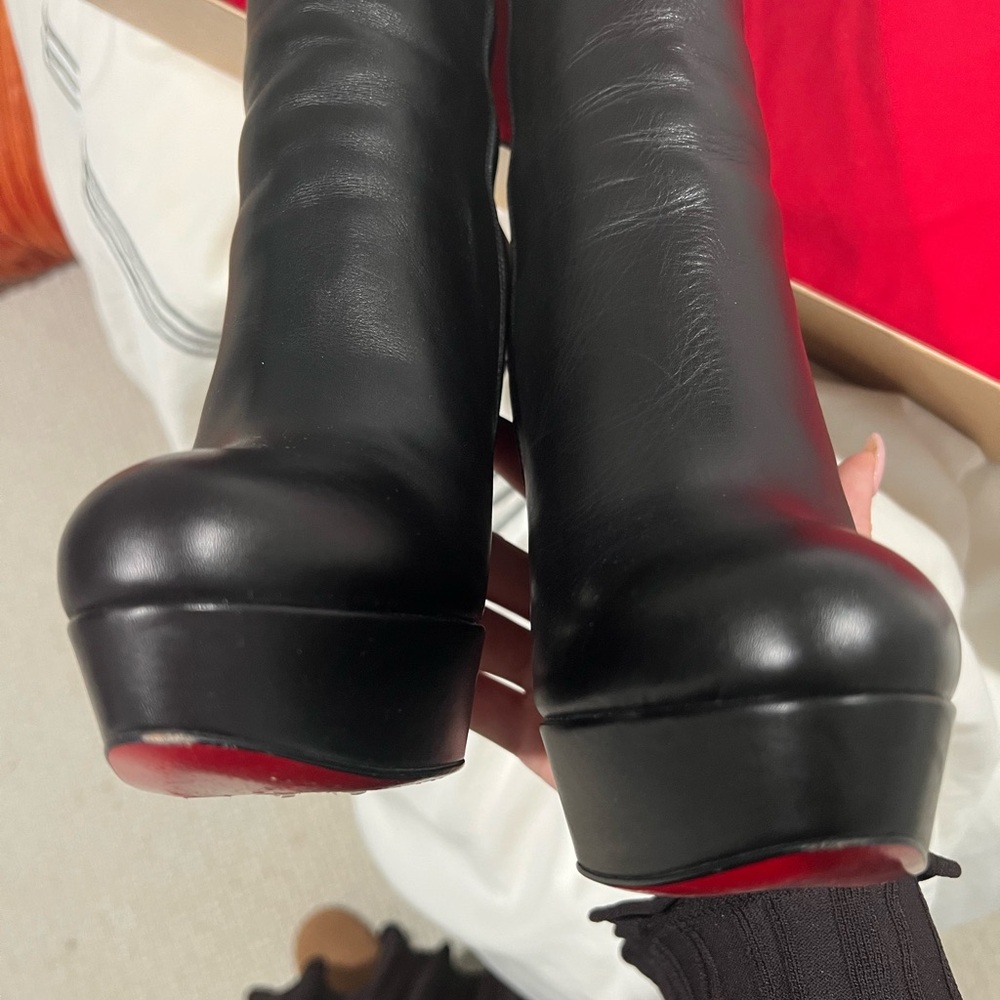 Christian Louboutin Bianca Botta 140 Black Leather Knee-High Boots EU39 Red Sole - Picture 9 of 9